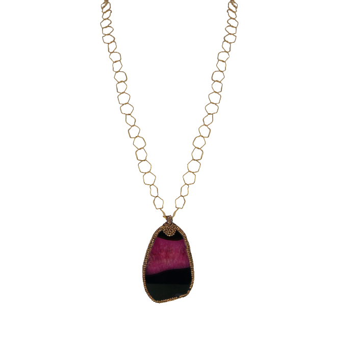 COLLIER PIERRE AGATE BICOLORE